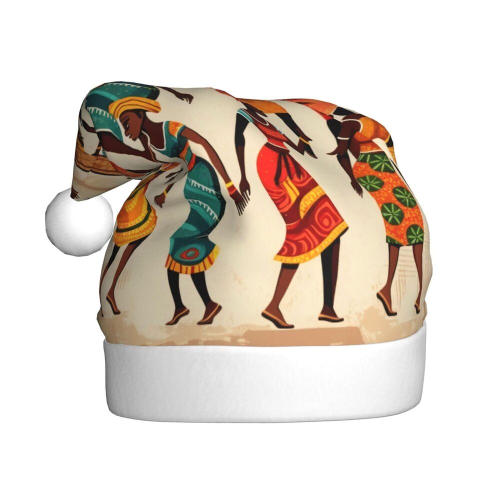 4255 African Afrocentric Artwork Christmas Hat for Adults Santa Hats